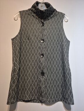 Evolution and Creation Black and White Textured Button Tunic